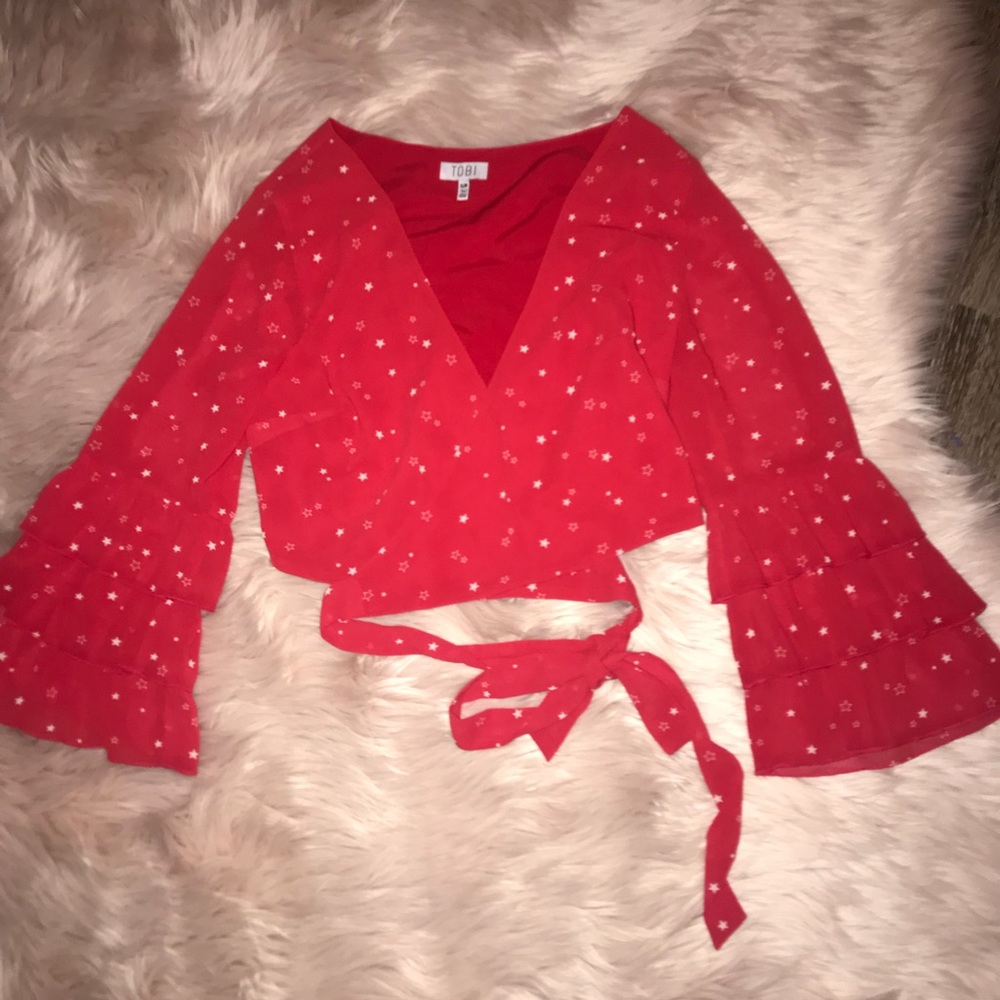 Star Print Wrap Crop Top